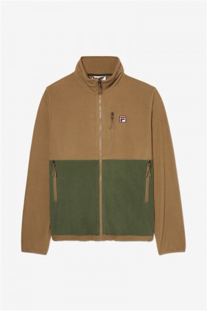 Brown Men's Fila Premium Micro Fleece Jackets | Saudi Arabia-612509
