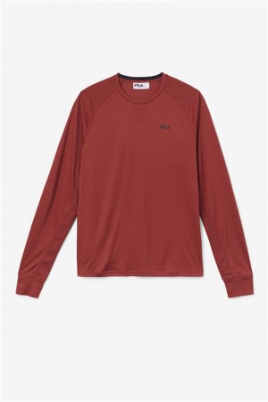Brown / Black Men's Fila Jazam Long Sleeve Crew Tops | Saudi Arabia-704186