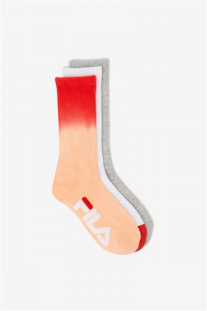 Coral Women's Fila Dip Dye Crew 3-Pack Socks | Saudi Arabia-076954