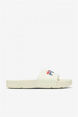 Cream / Navy / Red Men's Fila Drifter Slides | Saudi Arabia-695037