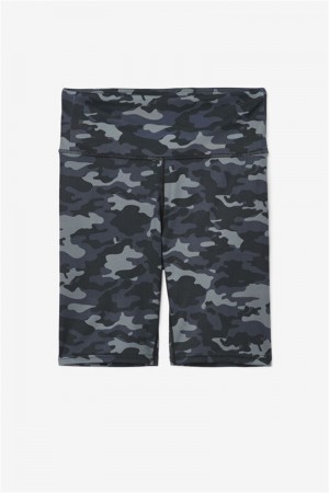 Dark Camo / Black Women's Fila Forza 8" Bike Shorts | Saudi Arabia-453186