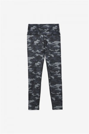 Dark Camo / Black Women's Fila Forza Sleek 7/8 Leggings | Saudi Arabia-740819