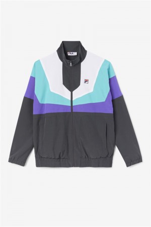 Dark Grey / Purple / White Men's Fila Amar Track Jackets | Saudi Arabia-096512