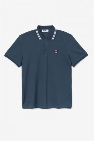 Dark Turquoise Men's Fila Jelen Polo Shirts | Saudi Arabia-762980