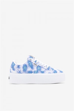 Deep Blue / Blue / White Women's Fila Sandblast Oversole Tie Dye Sneakers | Saudi Arabia-597421