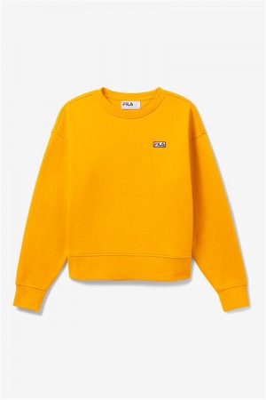 Gold Women's Fila Stina Crew Sweatshirts | Saudi Arabia-095342