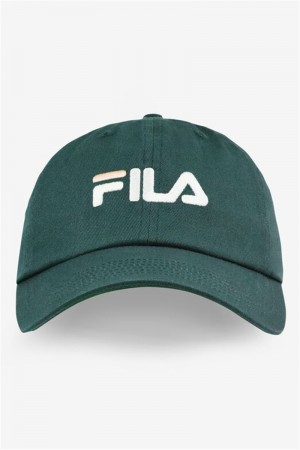 Green Women's Fila Embroidered Logo Baseball Hats | Saudi Arabia-890456