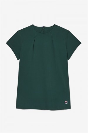 Green Women's Fila Essentials Short Sleeve Tops | Saudi Arabia-378514