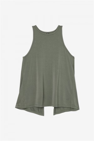 Green Women's Fila Fi-Lux Open Back Tank Top | Saudi Arabia-817493