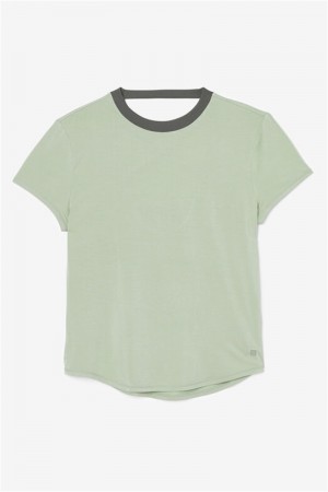 Green Women's Fila Fi-Lux Short Sleeve Tops | Saudi Arabia-601729