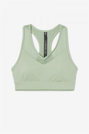 Green Women's Fila Uplift Racerback Top Bras | Saudi Arabia-395624