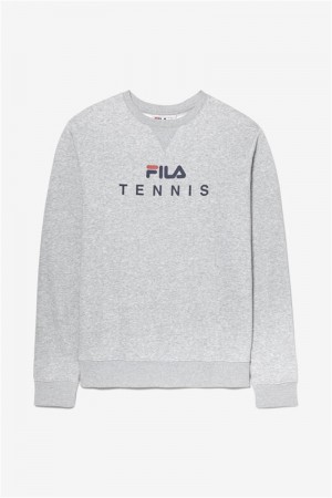 Grey Men's Fila Crewneck Sweatshirts | Saudi Arabia-974128