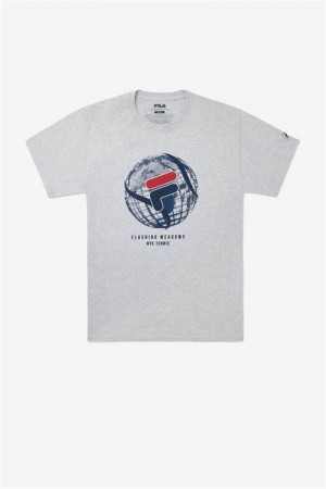 Grey Men's Fila Nyc Globe Tee | Saudi Arabia-123845
