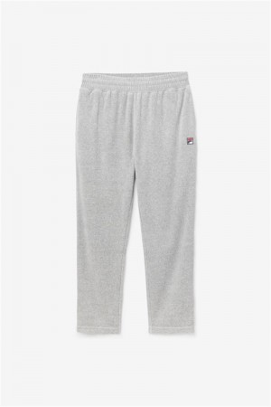 Grey Men's Fila O-Fit Velour Pants | Saudi Arabia-691805