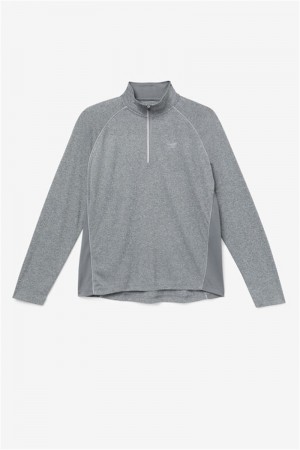 Grey Men's Fila Pickleball 1/4 Zip Shirts | Saudi Arabia-749325
