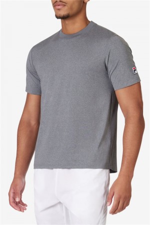 Grey Men's Fila Short Sleeve Crew Shirts | Saudi Arabia-109253