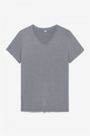 Grey Women's Fila Short Sleeve V-Neck Tops | Saudi Arabia-976843