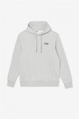 Grey / White Men's Fila Algot Hoodie | Saudi Arabia-435261