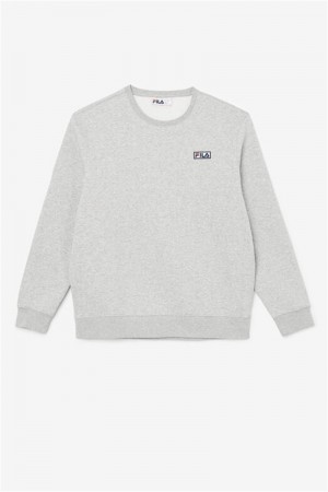 Grey / White Men's Fila Garran Crew Sweatshirts | Saudi Arabia-462305