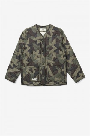 Khaki Men's Fila Project 7 Lightweight Quilted Jackets | Saudi Arabia-496182