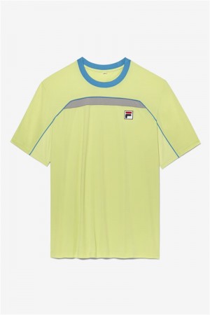Light Green / Silver Men's Fila Backspin Short Sleeve Tops | Saudi Arabia-290871