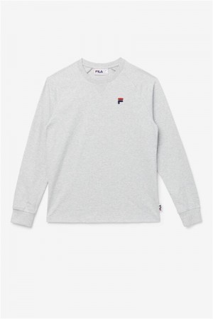 Light Grey Men's Fila Flynn Long Sleeve Tee | Saudi Arabia-796482