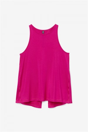 Light Pink Women's Fila Fi-Lux Open Back Tank Top | Saudi Arabia-987413