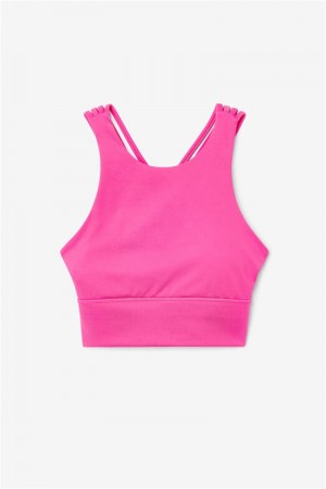 Light Pink Women's Fila Uplift High Neck Sports Bra | Saudi Arabia-719256