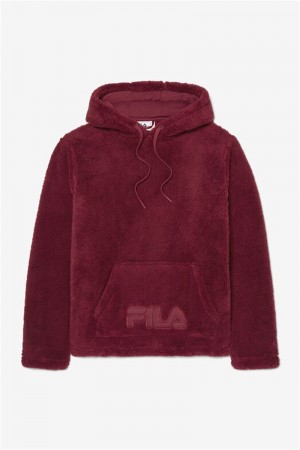 Maroon Men's Fila Premium Sherpa Hoodie | Saudi Arabia-938261