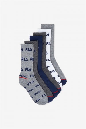 Multicolor Women's Fila Crew 6-Pack Socks | Saudi Arabia-675429