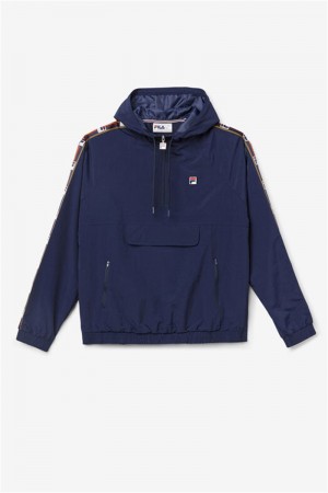 Navy Men's Fila Cameron 1/2 Zip Wind Jacket | Saudi Arabia-465913
