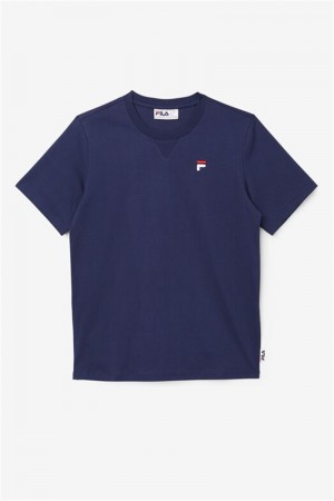 Navy Men's Fila Derion Tee | Saudi Arabia-745980