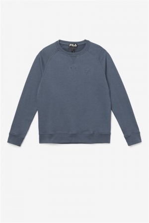Navy Men's Fila Logan Crewneck Sweatshirts | Saudi Arabia-172495