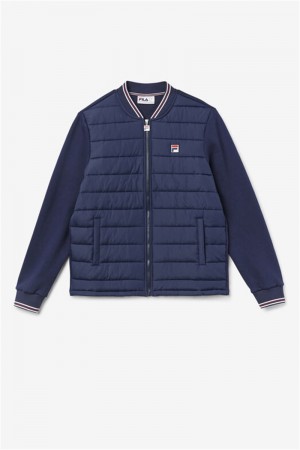 Navy Men's Fila Marco Puffer Jacket | Saudi Arabia-674351