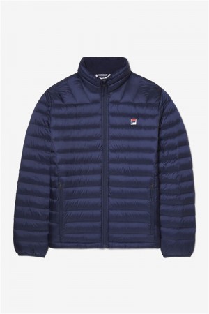 Navy Men's Fila Premium Lightweight Puffers | Saudi Arabia-526418