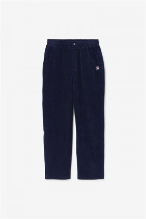 Navy Men's Fila Pryor Velour Pants | Saudi Arabia-328754