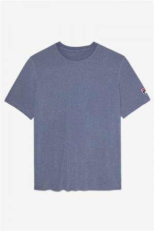 Navy Men's Fila Short Sleeve Crew Shirts | Saudi Arabia-413067