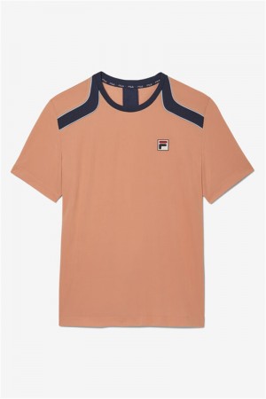 Navy Men's Fila Solar Power Short Sleeve Crew Shirts | Saudi Arabia-684129