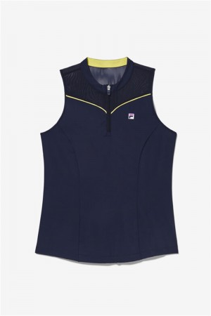 Navy Women's Fila Alley Full Coverage Tanks | Saudi Arabia-240751