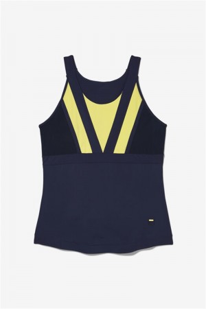 Navy Women's Fila Alley Halter Tanks | Saudi Arabia-659871