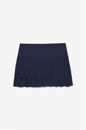 Navy Women's Fila Alley Pleated Skirts | Saudi Arabia-340678