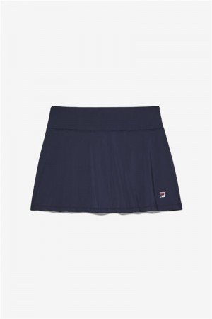 Navy Women's Fila Essentials Long Flirty Skirts | Saudi Arabia-195230