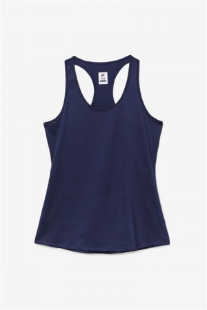 Navy Women's Fila Essentials Racerback Tanks | Saudi Arabia-381679