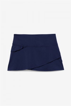 Navy Women's Fila Essentials Tiered Skirts | Saudi Arabia-210783