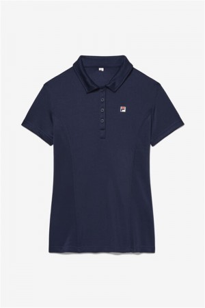 Navy Women's Fila Pique Polo Shirts | Saudi Arabia-892056