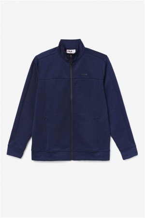 Navy / Black Men's Fila Gonal Zip Jackets | Saudi Arabia-130865