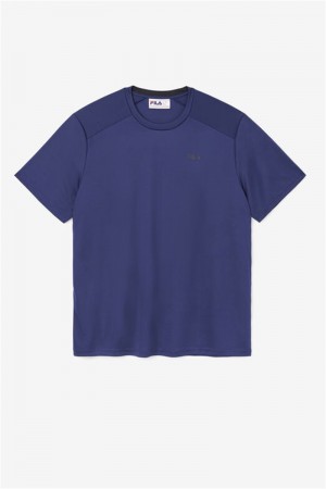 Navy / Black Men's Fila Kaab Crew Tops | Saudi Arabia-451326