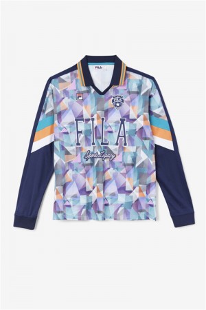 Navy / Blue Men's Fila Kay Goalie Jersey | Saudi Arabia-037486