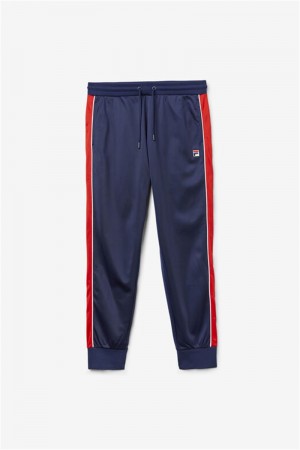 Navy / Red / White Men's Fila Elijah Track Pants | Saudi Arabia-824037