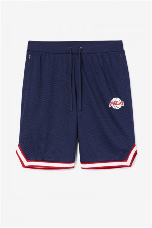 Navy / Red / White Men's Fila Ovi Basketball Shorts | Saudi Arabia-925847